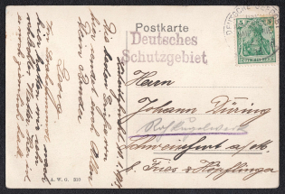 1913 Germany Seepost 'Ost Afrikanischer Hauptline', German protected area, Postacrd from Lüderitz Bay to Germany
