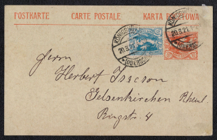 1921 Upper Silesia cover from Konigshutte (Chorzów) franked with 10pf, 20pf (Mi. 16, 18)