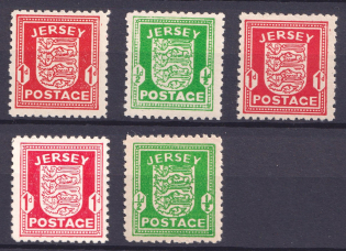 1941-42 Jersey, German Occupation, Germany (Mi. 1 x y - 2 x y, CV $70)
