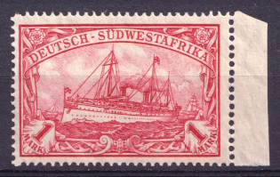 1906-1919 1M South West Africa, German Colonies, Kaiser’s Yacht, Germany (Mi. 29 B, CV $400, MNH)