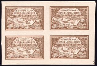 1921 2250r Volga Famine Relief Issue, RSFSR, Russia, Block of Four (Type I, II, MNH)