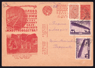1934 (12 Dec) USSR Russia Registered Advertising postcard from Tbilisi (Tiflis), paying 35k