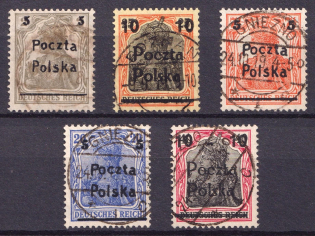 1919 Poland (Poznan, Gniezno Postmarks, Mi. 130 - 134, Full Set, CV $40)