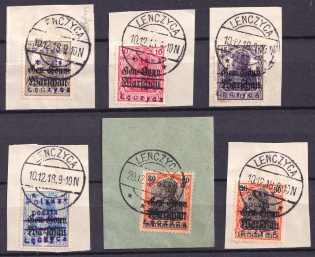 1918 Leczyca Local Issue, Poland (Fischer 4 - 12, Readable Postmarks, CV $190)