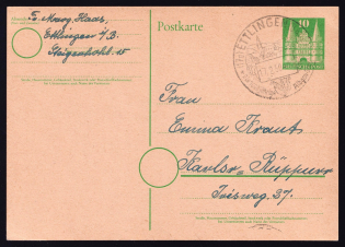 1950 Federal Republic of Germany, Germany Postсard, Ettlingen - (Ruppurr) Karlsruhe