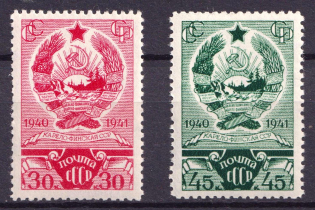 1941 First Anniversary of the Karelian-Finnish SSR, Soviet Union USSR (Full Set, MNH)