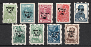 1941 Parnu Pernau, German Occupation of Estonia, Germany (Mi. 2 II - 10 II, Signed, CV $50, MNH)