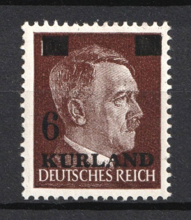 1945 6pf on 10pf Kurland, German Occupation, Germany (Mi. 2 II, CV $50)