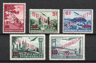 1941 Serbia, German Occupation, Germany, Airmail (Mi. 26 - 30, Full Set, CV $60)