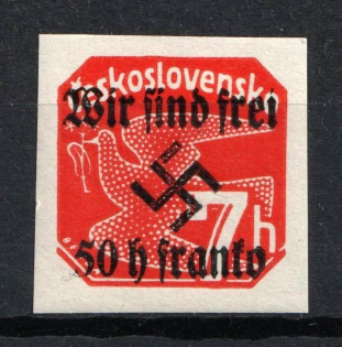 1938 50h on 7h Occupation of Rumburg Sudetenland, Germany (Mi. 26, Signed)