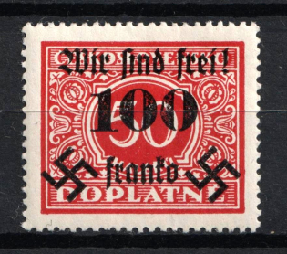 1938 100h on 50h Occupation of Rumburg Sudetenland, Germany (Mi. 41, CV $40, MNH)