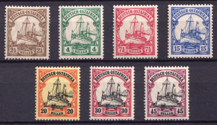 1905-20 East Africa, German Colonies, Kaiser’s Yacht, Germany (Mi. 30 - 36)