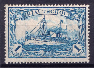 1905-1919 $1 Kiautschou, German Colonies, Kaiser’s Yacht, Germany (Mi. 35 II B)