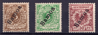 1900 Samoa, German Colonies, Germany (Mi. 1 - 2, 6, CV $90)