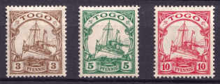 1909-19 Togo, German Colonies, Kaiser’s Yacht, Germany (Mi. 20 - 22)