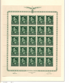 1944 Germany General Government Block Full Sheet 12 Gr +1 Zl (MNH)