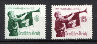 1935 Third Reich, Germany (Mi. 584 x - 585 x, Full Set, CV $30, MNH)