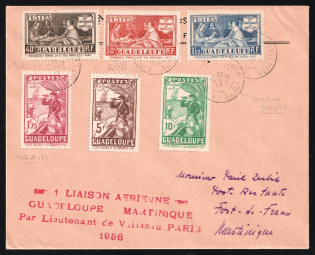 1936 Guadeloupe, French Colonies, First Flight, Airmail cover, Guadeloupe - Martinique