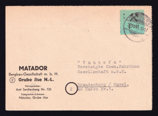 1945 (28 Nov) Grosraschen, Telegram to Brandenburg (Havel) franked with 6 pf, Germany Local Post (Mi. 6 A IV, CV $130)