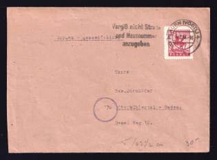 1946 (5 Feb) Plauen, Cover to Oberbuhlertal Baden franked with 12+8 pf, Germany Local Post (Mi. 5 y, CV $40)
