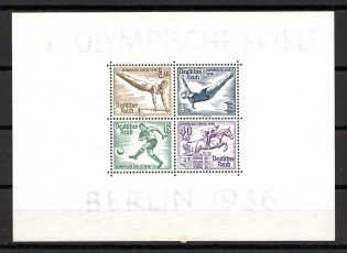 1936 Germany Reich Olympic Games Block Sheet №5 (CV $140, MNH)