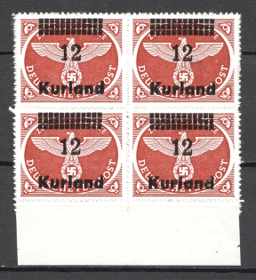 1945 Germany Occupation of Kurland Block of Four `12` (CV $80, MNH)