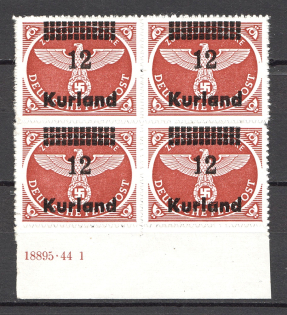 1945 Occupation of Kurland Block of Four `12` (Control Number, CV $80, MNH)