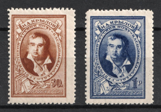 1944 100th Anniversary of the Death of Krylov, Soviet Union USSR (Full Set, MNH)