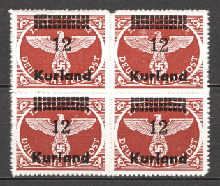 1945 Germany Occupation of Kurland Block of Four `12` (Broken `2`, CV $120, MNH)