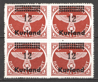 1945 Occupation of Kurland Block of Four `12` (Straight `2`, CV $120, MNH)