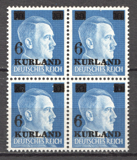1945 Germany Occupation of Kurland Block of Four 6 on 20 Pf (CV $90, MNH)