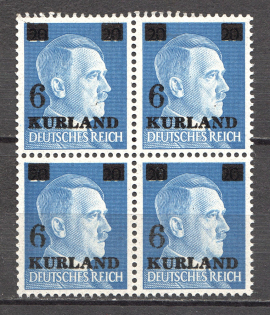 1945 Germany Occupation of Kurland Block of Four (Broken `6`, CV $190, MNH)