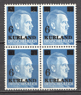1945 Occupation of Kurland Block of Four (`D` without Stroke, CV $190, MNH)
