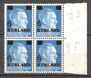 1945 Germany Occupation of Kurland Block of Four (Small `6`, CV $110, MNH)