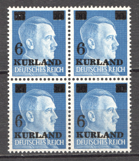 1945 Germany Occupation of Kurland Block of Four (Small `6`, CV $110, MNH)