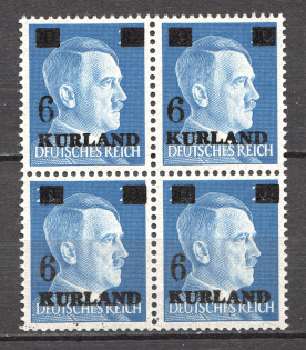 1945 Germany Occupation of Kurland Block of Four (3xSmall `6`, CV $140, MNH)
