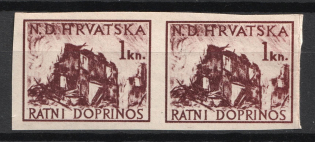 1944 1k Croatia ND, Pair (PROOF, MNH)
