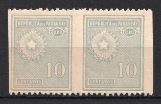 1927-42 10c Paraguay, Pair (MISSED Perforation, Print Error, MNH)