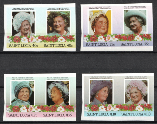 1985 Saint Lucia, British Commonwealth, Pairs (IMPERFORATED, Full Set, MNH)