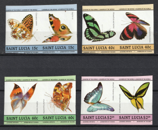 1985 Saint Lucia, British Commonwealth, Pairs (IMPERFORATED, Full Set, MNH)