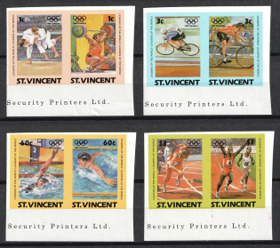 1984 Saint Vincent, British Commonwealth, Pairs (IMPERFORATED, Full Set, MNH)
