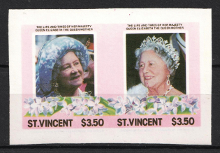 1985 $3.50 Saint Vincent, British Commonwealth, Pair (IMPERFORATED, MNH)