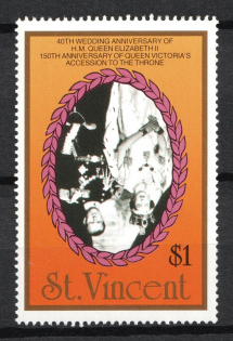 1987 $1 Saint Vincent, British Commonwealth (INVERTED Center, Print Error, Perforated, MNH)