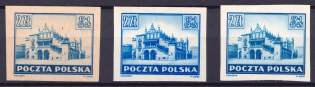 1945 2z Poland (Mi. 395 U, Variety of Color, Imperforated)