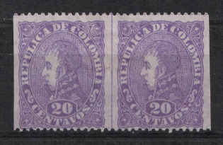 1889 Colombia, Pair (MISSED Perforation, Print Error, Full Set)