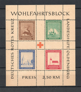 1948 Germany Oldenburg Local Issue Block (Perf, Unlisted, MNH)