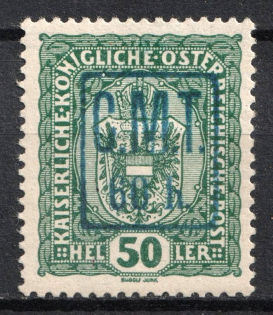 1919 60h/50h Romanian Occupation of Kolomyia CMT (PROOF, Blue Overprint, Signed, CV $+++)