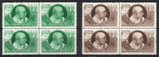 1949 10th Anniversary of Death of Williams, Soviet Union USSR, Blocks of Four (Full Set, MNH)