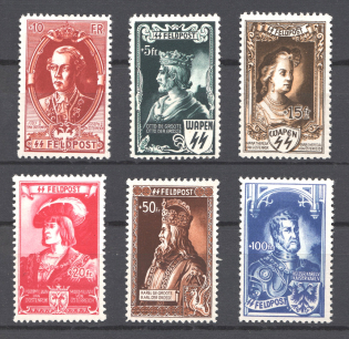 1943 Germany Reich Belgian Legion Monarchs (Full Set, CV $250)