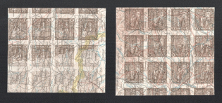 1920 30h Ukrainian Peoples Republic, Blocks of Twelve (Proofs, Print on Polish Map, MNH)